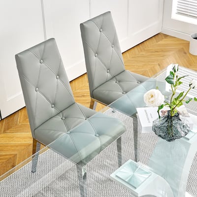 2 Set High Back Dining Table Chair Leather Dining Chair Office Chairs