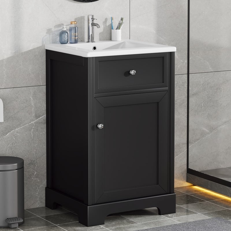 20" Bathroom Vanity with Sink – Soft-Closing Door Cabinet Featuring Storage Rack and Adjustable Shelf‌ - 20"L x 18"W x 34"H