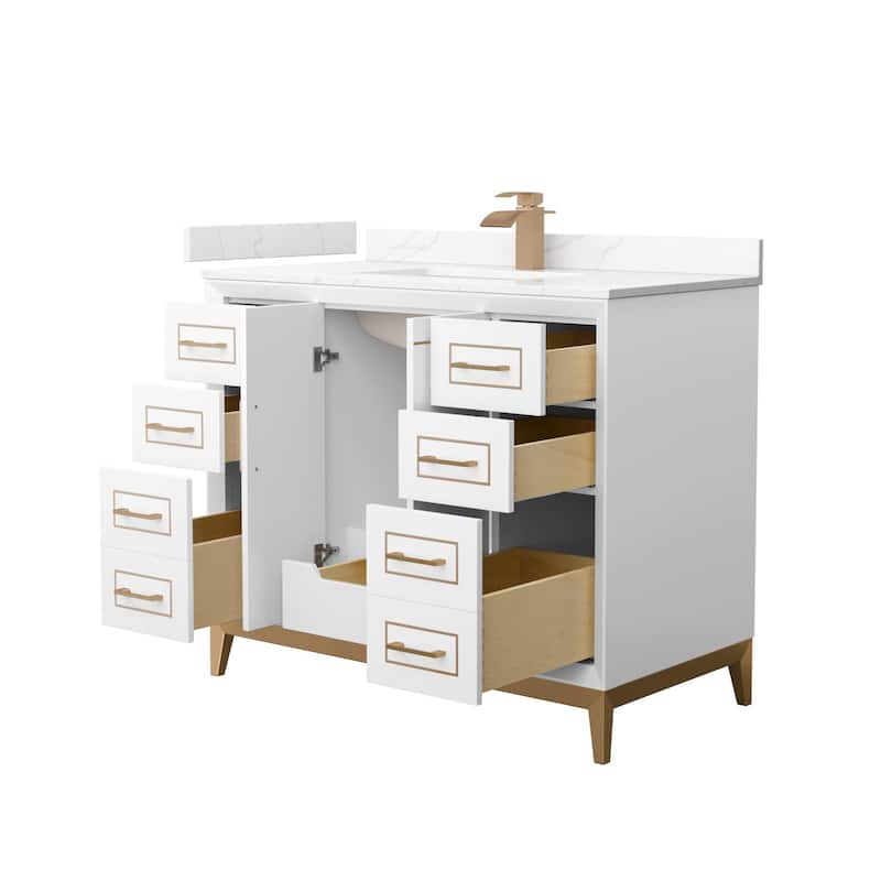 Wyndham Collection WCH515142S-QTZ-UNSMXX Marlena 42" Free Standing