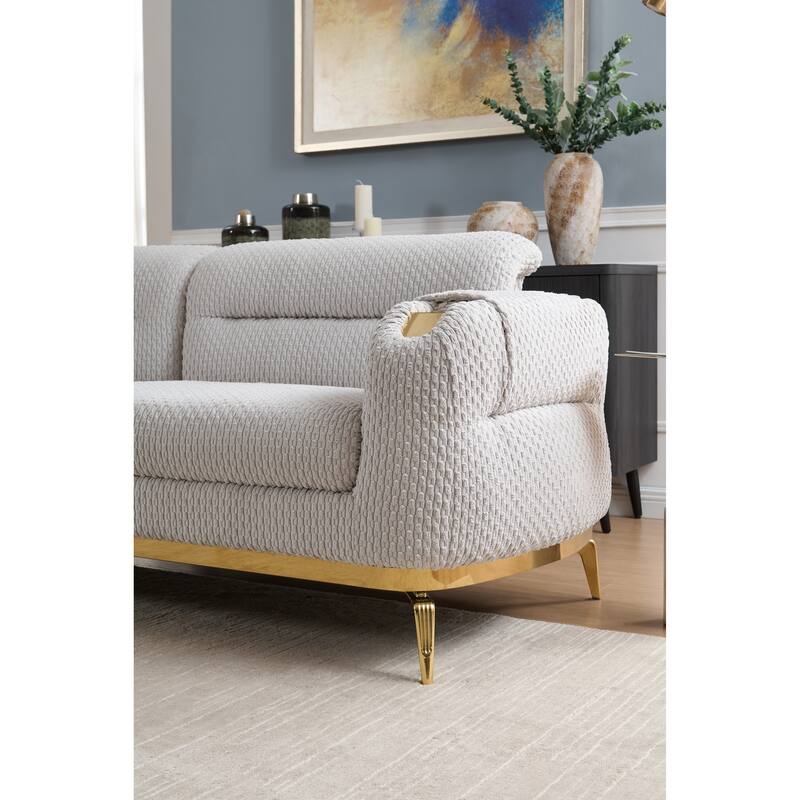 Zoe Loveseat in Cream and Gray