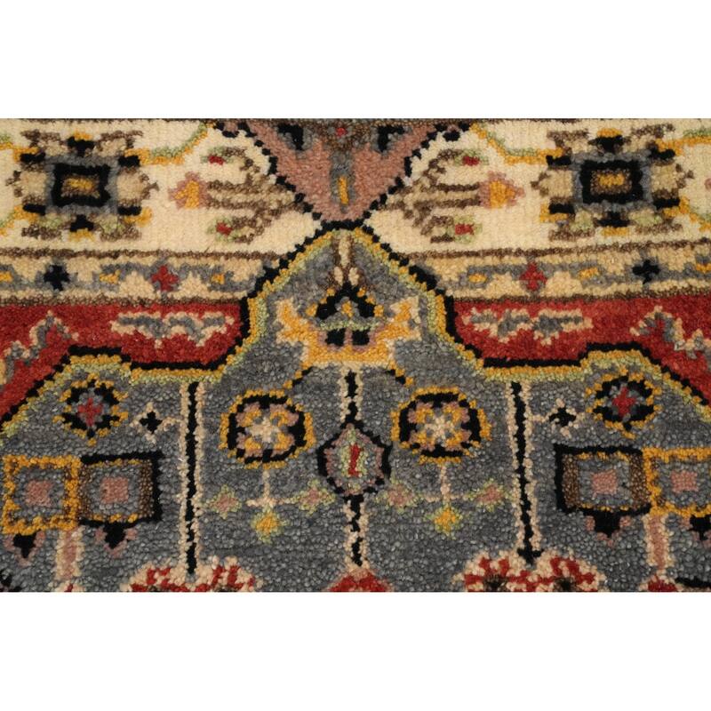 Hand Knotted Oriental 100% Wool Carpet Transitional Geometric Greys & Charcoal Oushak Area Rug - 5' 1'' X 2' 11''