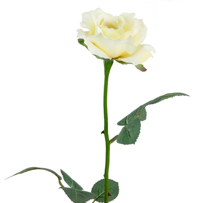 22" Long Stem Blooming Vanilla Rose Artificial Floral Silk Pick