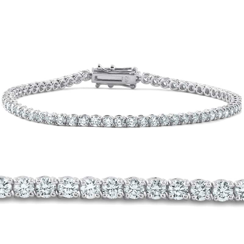 Bliss Diamond 4 Carat TW Round Cut Diamond Tennis Bracelet White Gold Lab Grown - White - 7 Inch