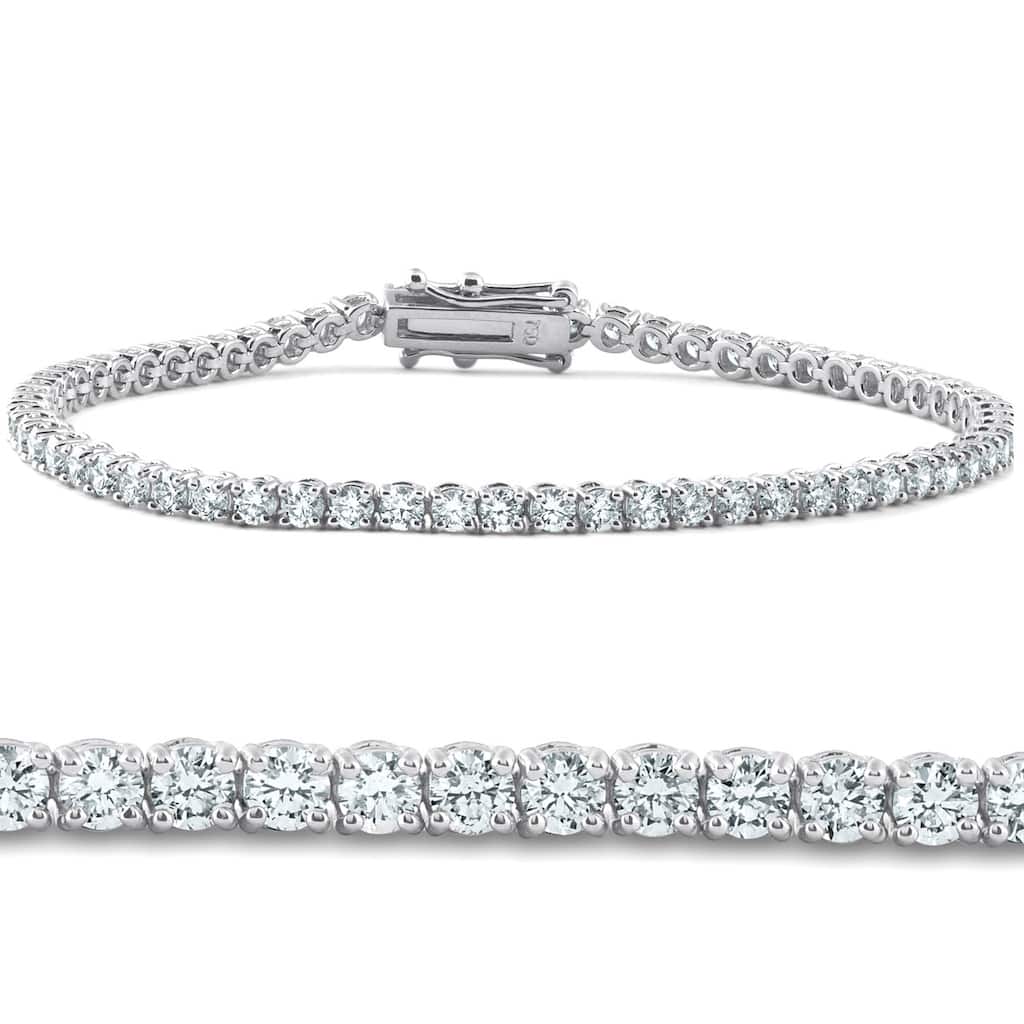 Bliss Diamond 4 Carat TW Round Cut Diamond Tennis Bracelet White Gold Lab Grown