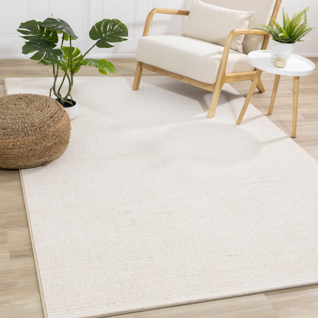 Elizabeth Collection - Cream Banded Plush Rug