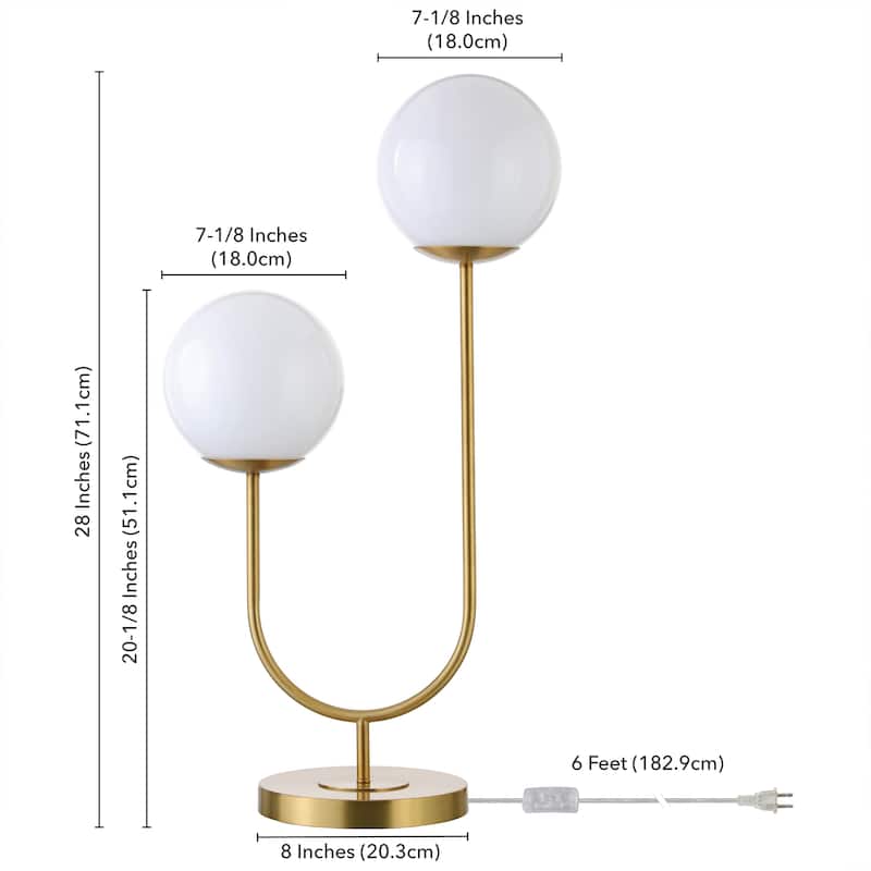 Dufrene 2-Light Table Lamp with Glass Shades - 15.38" Wide