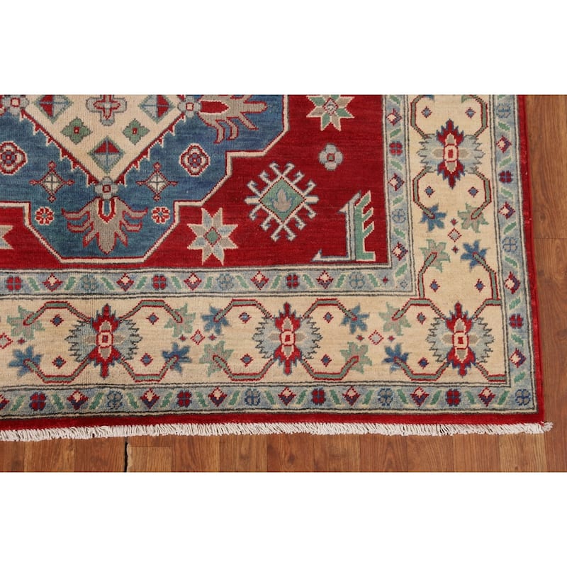 Oriental / Geometric Kazak Area Rug Handmade Wool Carpet - 5'6" x 8'2"