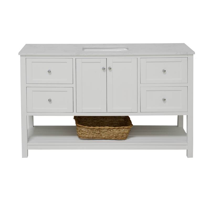 KitchenBathCollection Lakeshore 60" Single Bathroom Vanity with Engineered Carrara Top