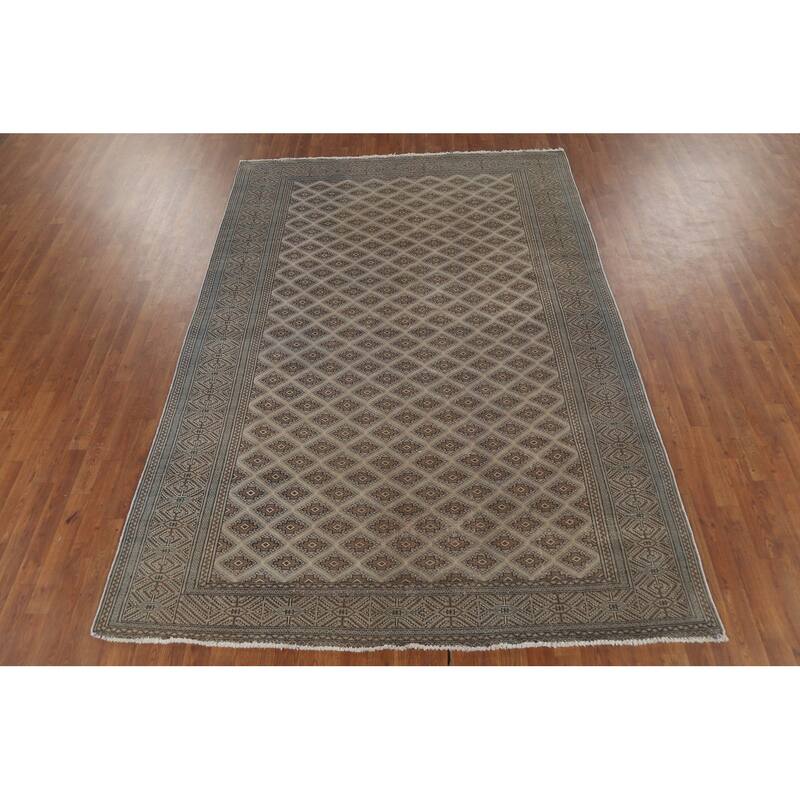 All-Over Geometric Turkoman Persian Vintage Rug Handmade Wool Carpet - 6'5"x 9'3"