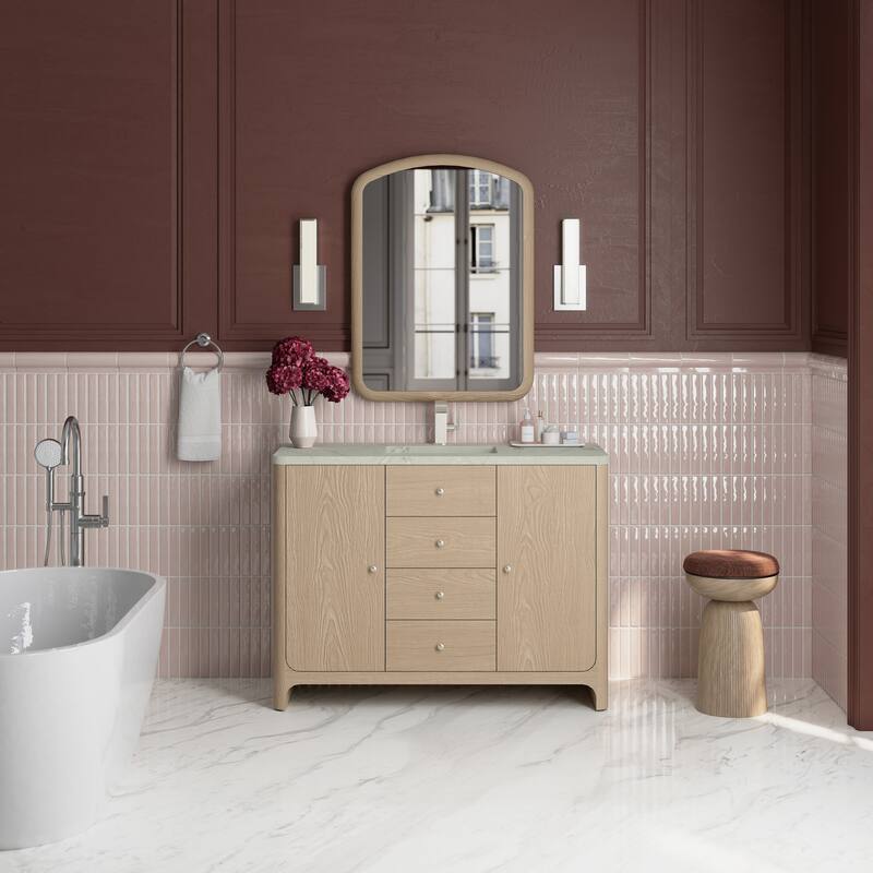 Gracyn 48" S Vanity, Driftwood, w/FreePower Wireless Charger