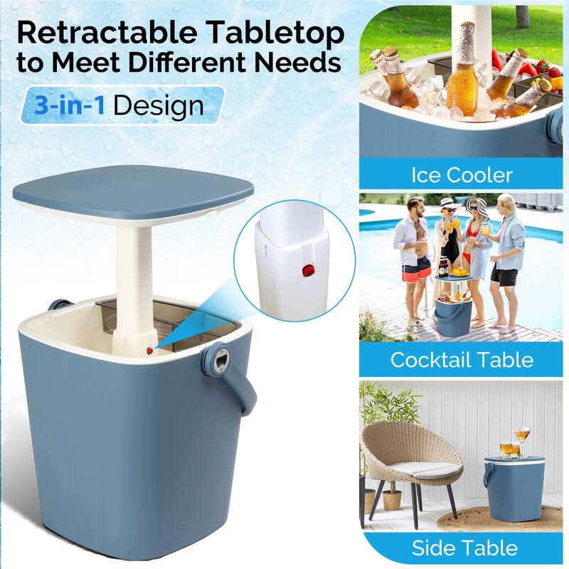 4 Gallon Cooler Table Portable Side Table With Handle Outdoor - 13.39"D x 14.57"W x 22.83"H