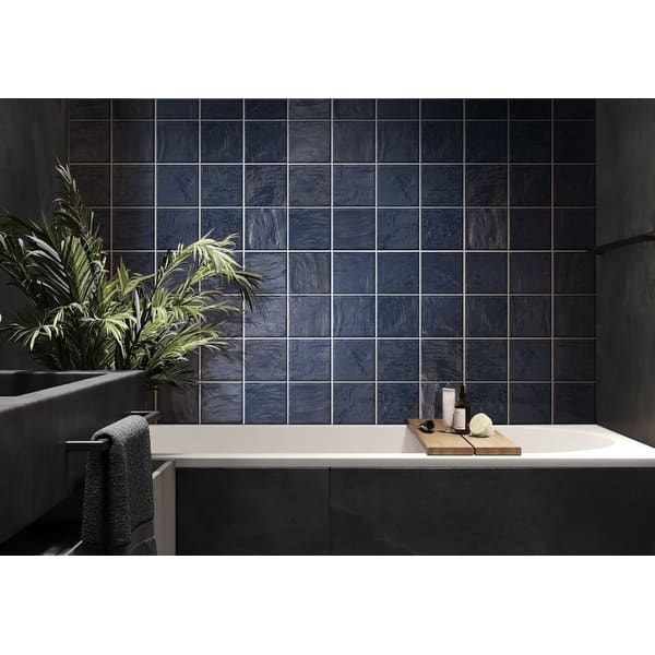 slide 2 of 3, Apollo Tile Dark Blue 5-in. x 5-in. Polished Ceramic Subway Tile (10.76 Sq ft/case)