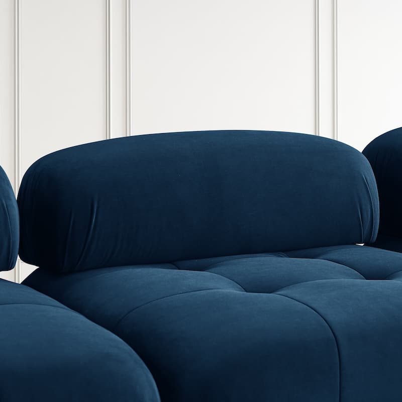 Modular Sectional Sofa, Button Tufted Designed and DIY Combination, L-Shaped Velvet Upholstered Couch with Reversible Ottoman