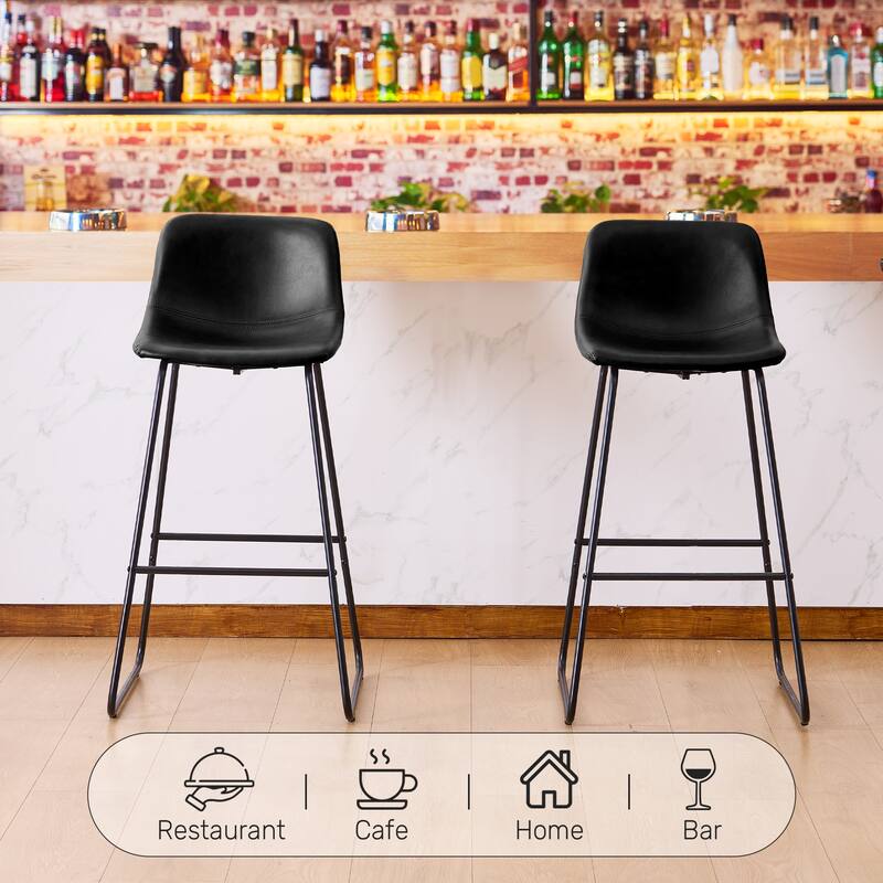 FERPIT Bar Stools Set of 2, Faux Leather Counter Height Bar Stools with Back