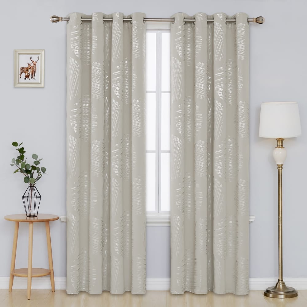 Deconovo Room Darkening Curtains with Silver Foil Circle Print, 2 Panels