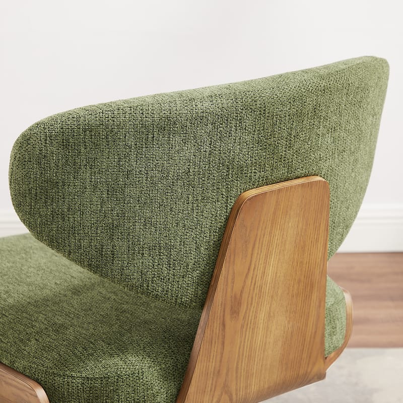 Art Leon Wood and Fabric Swivel Armless Accent Lounge Chair