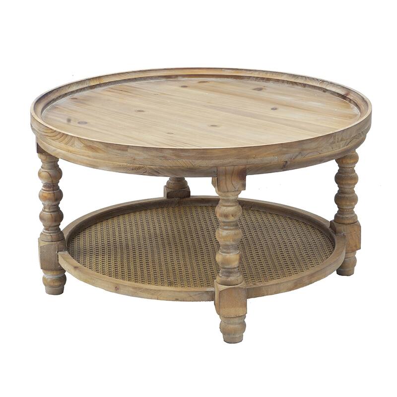 2-Tiered Side Tabel, Natural End Tabel for Lving Room Bedroom Entryway