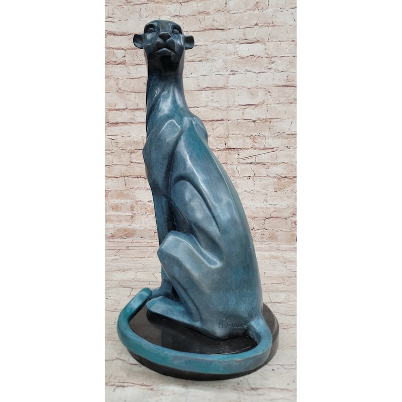 Hand Made Cougar Puma Mountain Lion Genuine Bronze Sculpture By Henry Moore