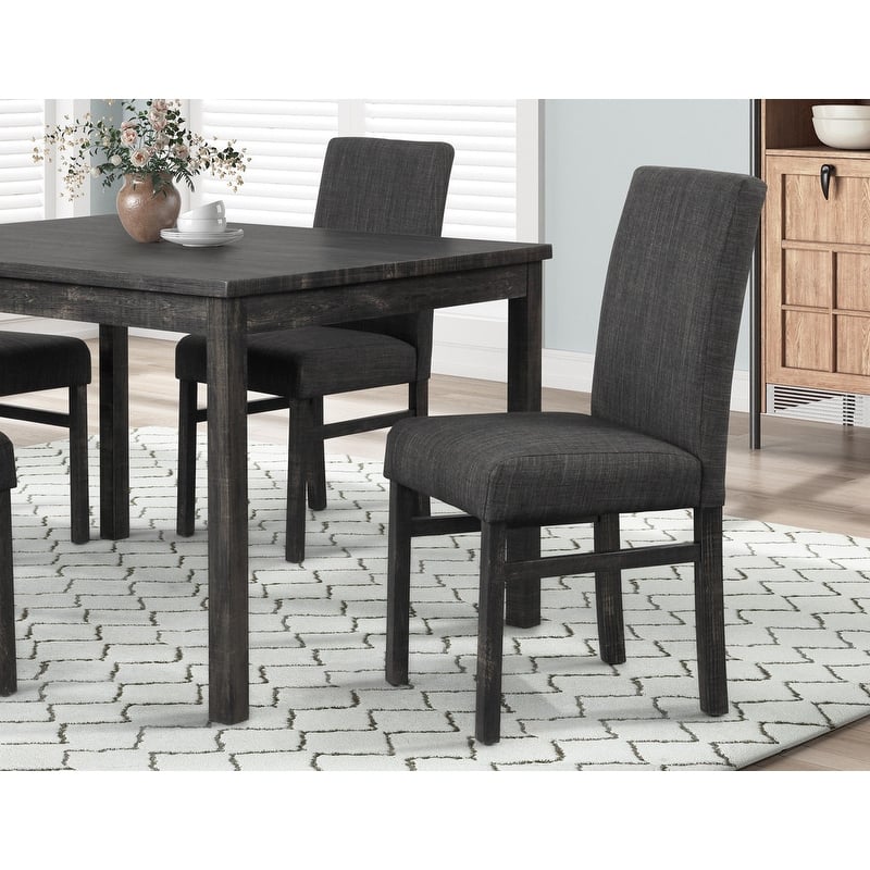 Best Master Furniture Upholstered Linen Rustic Side Chairs (Set of 2)