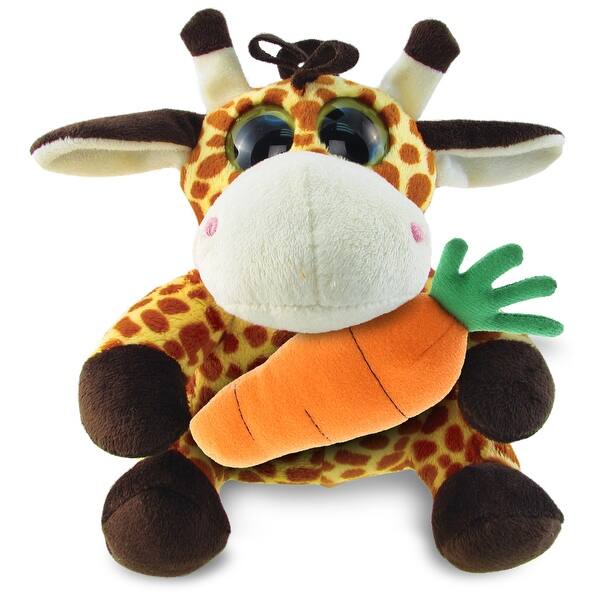 slide 2 of 6, DolliBu Happy Easter Big-Eyed Giraffe Soft Plush with Carrot Plush - 6 inches
