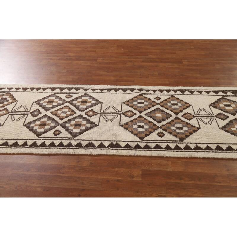 Natural Dye Tribal Anatolian Oriental Runner Rug Handmade Wool Carpet - 2'11"x 11'10"