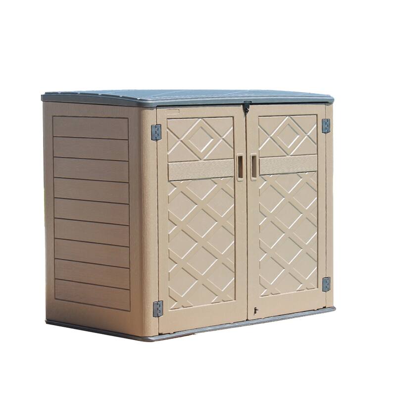 4.43 ft.x 2.82 ft White Resin HDPE Outdoor Storage Shed with Lockable Door