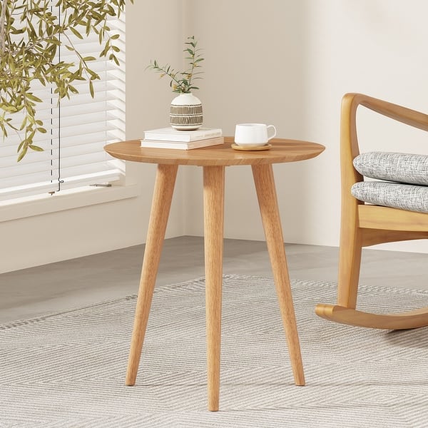 slide 3 of 14, Evie Wood End Table with Faux Wood Overlay by Christopher Knight Home - 20"L x 20"W x 22"H Natural Oak