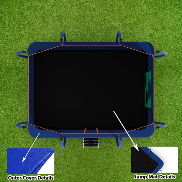 dimension image slide 1 of 4, 14 ft. Rectangular Outdoor Trampoline with Safety Enclosure Net