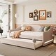 preview thumbnail 1 of 10, Teddy Fleece Twin Daybed Beige Sofa Bed Frame w/ Pull-out Trundle Bed Beige