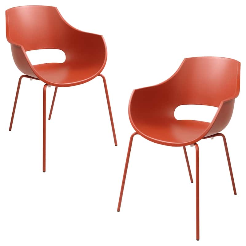 Furnish Theory Urban-ML Pro Indoor/Outdoor Stackable Dining Armchairs Polypropylene Shell & Powder-Coated Steel Legs (Set of 2) - Brick Red