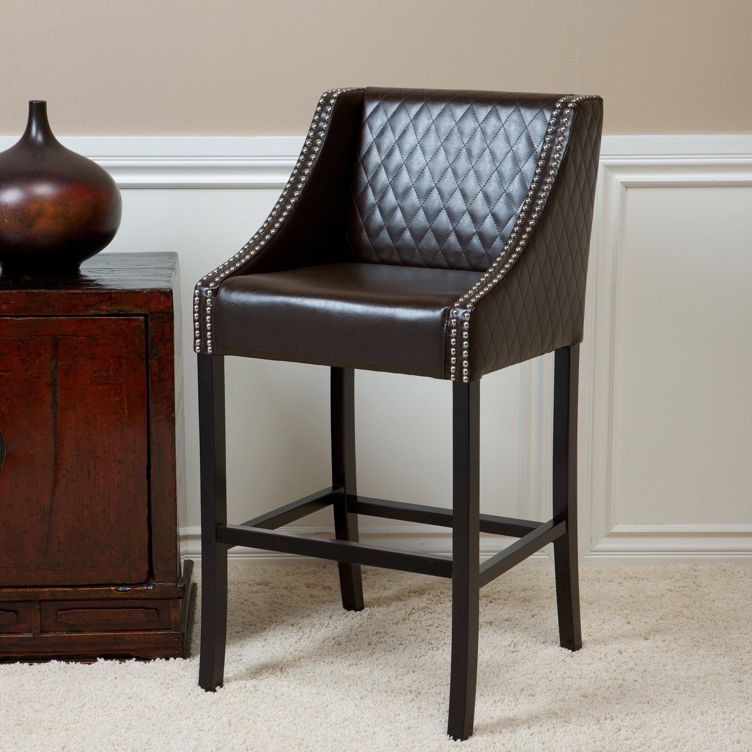 Milano quilted 2025 leather bar stool