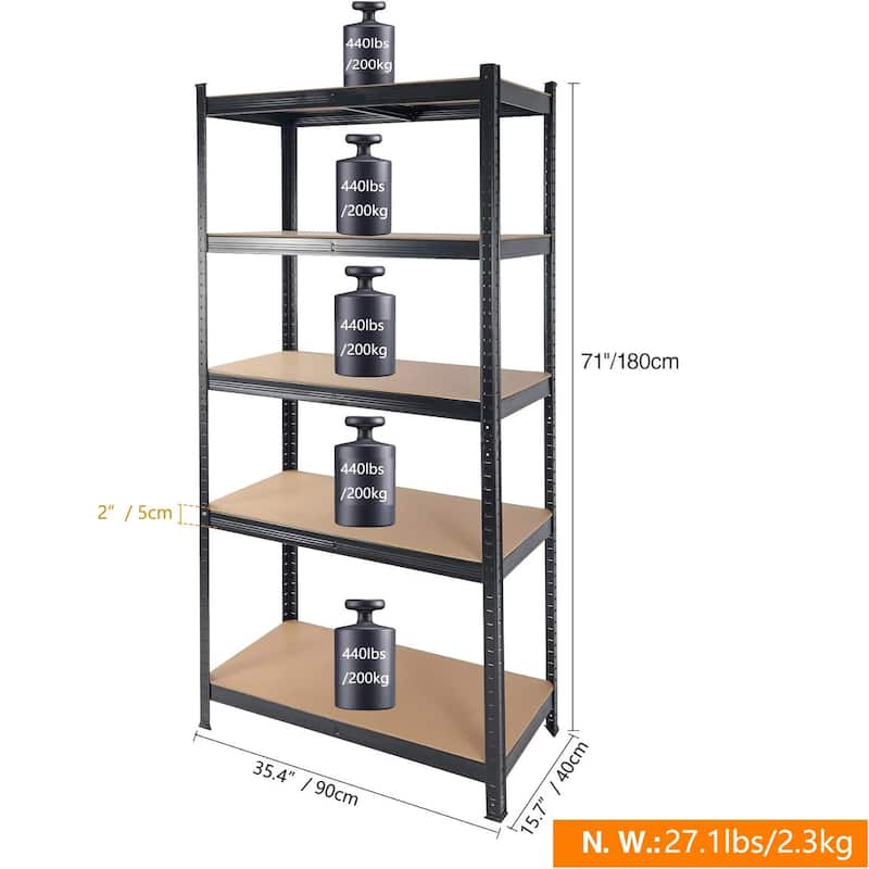 5 Tier Heavy Duty Adjustable Garage Storage Shelves