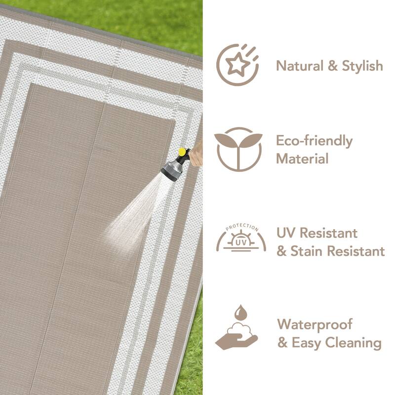 Outdoor Plastic Straw Rug Waterproof Outdoor Rug Reversible Plastic Camping Rugs for Patio Porch Deck Backyard