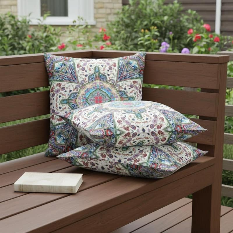 HomeRoots Set of Two 16" X 16" Pink and Green Blown Seam Floral Indoor Outdoor Throw Pillow - 16.00' X '16.00' X '5.00 - Green/Pink - 16.00' X '16.00' X '5.00