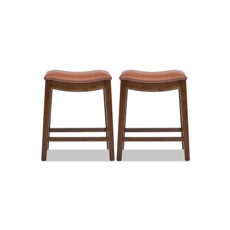 Barlow 24.5" Backless Top Grain Leather Counter Height Bar Stool