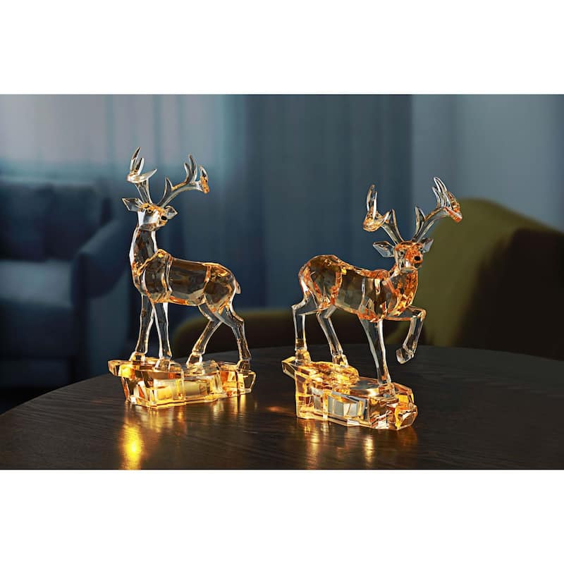 LED Lighted Reindeer Christmas Figurine Decorations - 8" - Set of 2