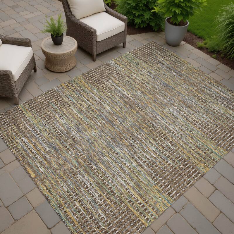 Machine Washable Indoor/ Outdoor Casual Keystone Chantille Rug