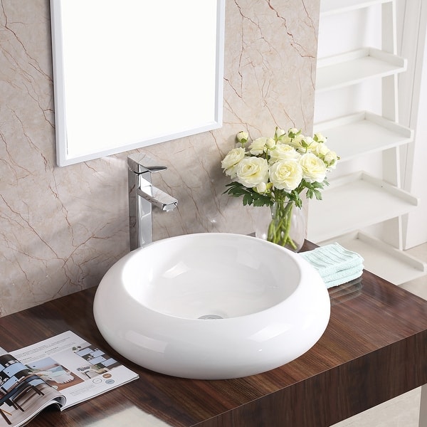 slide 1 of 6, Karran Valera 20" Vitreous China Vessel Bathroom Sink in White