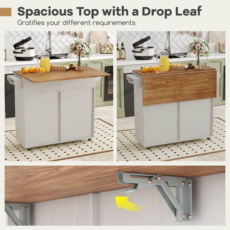 Costway Rolling Kitchen Island Kitchen Island Cart with Drop Leaf - See Details