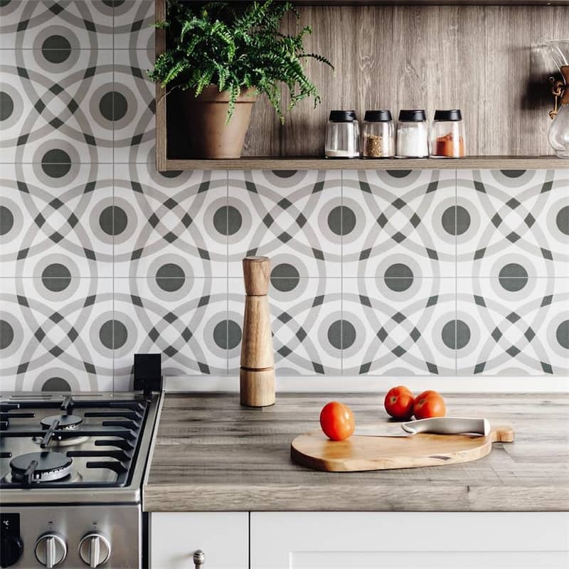 Merola Tile Twenties Circle 7-3/4" x 7-3/4" Ceramic Floor and Wall Tile