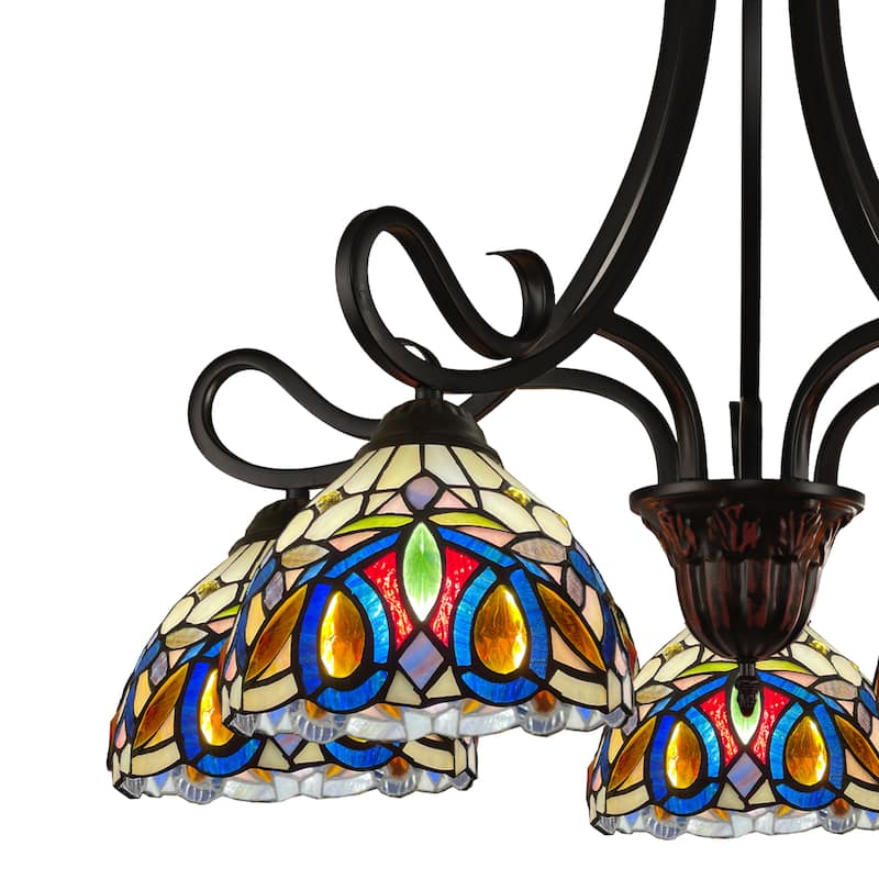 Tiffany-Style Victorian Design 5-light Dark Bronze Chandelier