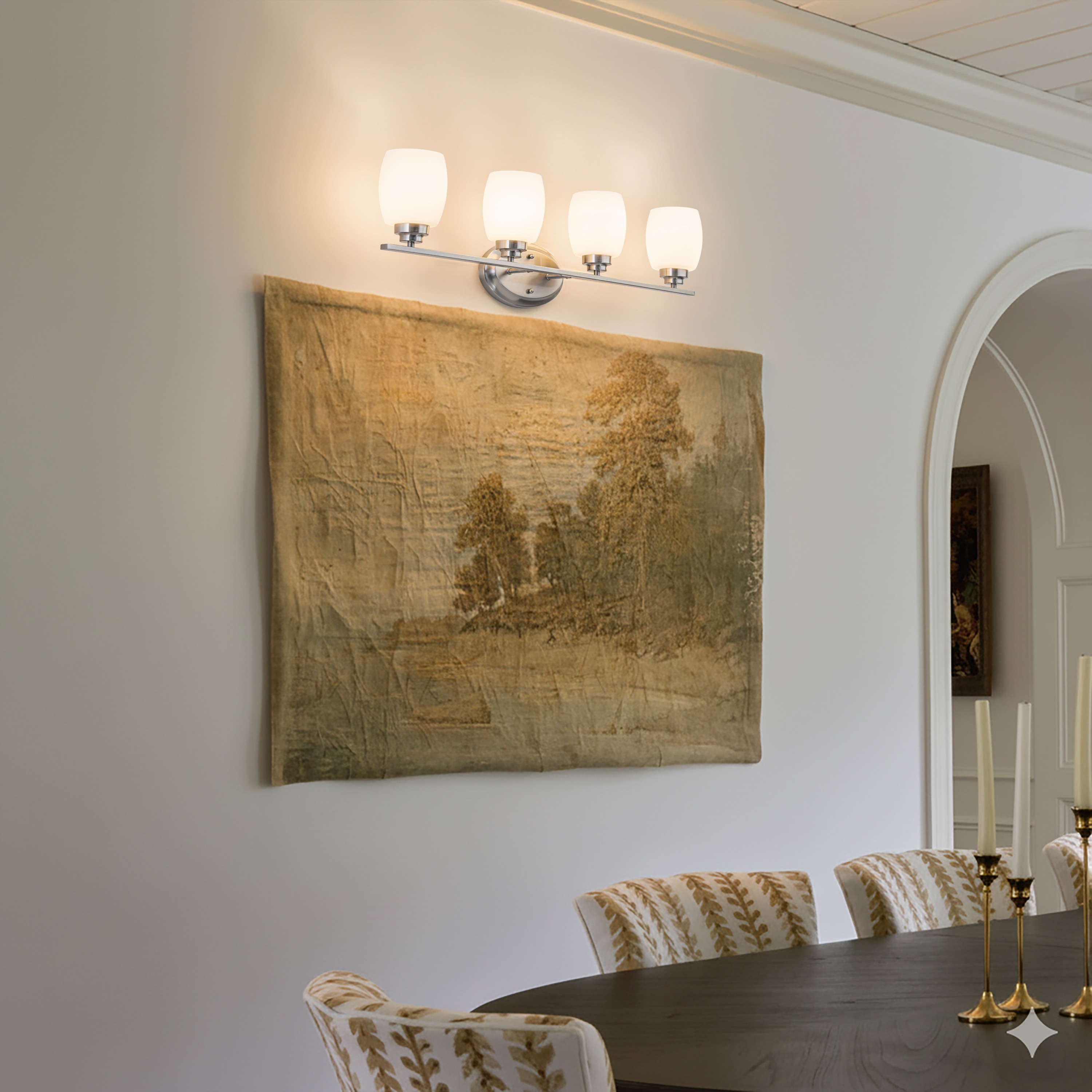 C Cattleya Vanity Light Indoor Wall Sconce Light with White Opal Glass