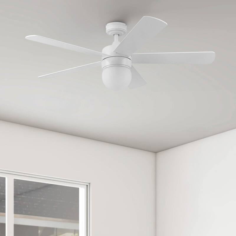 52" Prominence Home Ardrey Kell Modern Indoor LED Ceiling Fan with Light, Remote Control, Dual Mounting, Dual Finish Blades - White