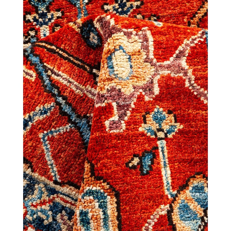 Overton Hand Knotted Wool Vintage Inspired Traditional Serapi Orange Runner Rug - 2' 7" x 9' 4"