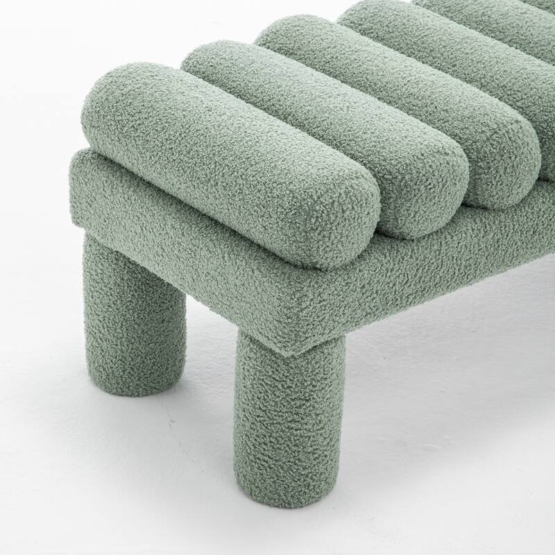 SEYNAR Modern Teddy Velvet Upholstered Rentangle Ottoman