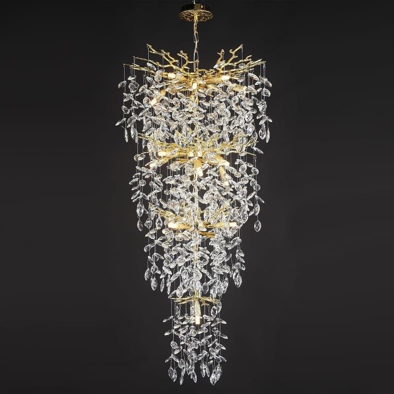 KAYLA 63in Light Crystal Dimmable LED Tiered Chandelier - 61in
