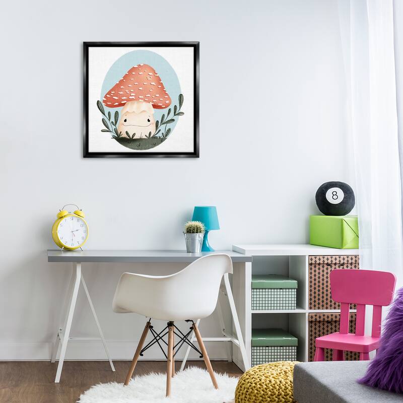 Stupell Smiling Mushroom In Nature Framed Floater Canvas Wall Art Design By Sarah Hickman