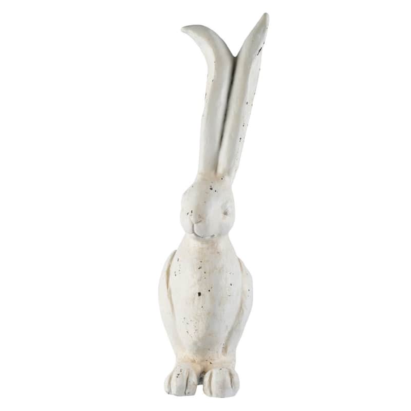 24" Cream White Distressed Vintage Style Medium Rabbit Figurine