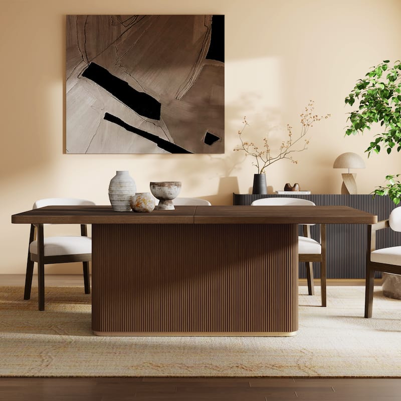 Christopher Knight Home - Brielle 84" Solid Wood Dining Table with Rectangular Pillar Design Base - Walnut