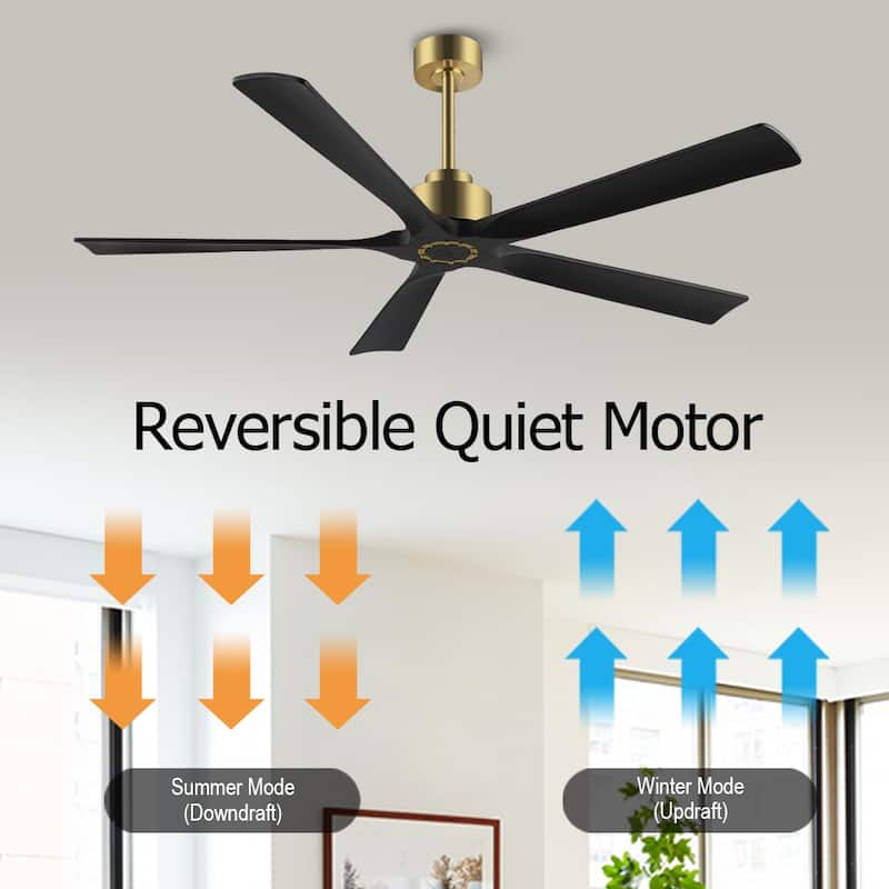 WINGBO 60" Solid Wood DC Motor Indoor Ceiling Fan with Remote·